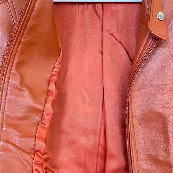 Burnt Orange Leather Moto Style Jacket - Picture 5 of 5